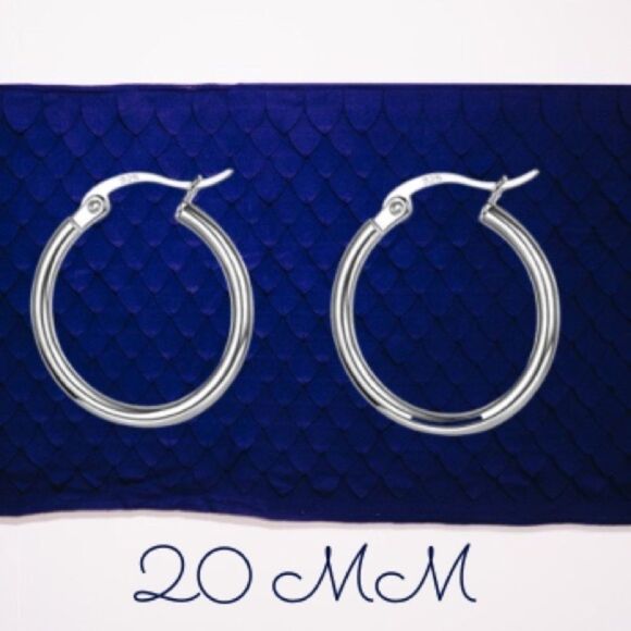 💐 Stamped 925 Sterling Silver Hoops - Picture 1 of 6